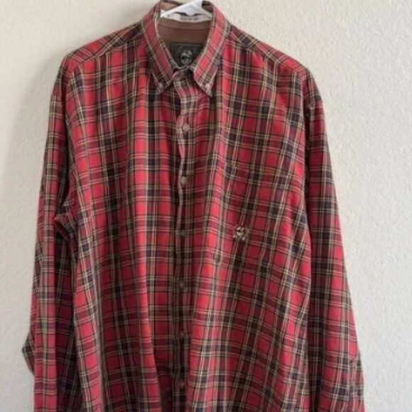 Cinch Long Sleeve Button Down Plaid 100% Cotton Medium EUC - Picture 1 of 4